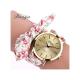 Duoya Feahionable Lady's Flower Star Bow Wristwatch Scarf Band Party Casual Watch-pink