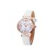 Lady Casual Checkers Faux Leather Quartz Analog Wrist Watch-White