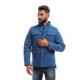 Long Waterproof Jacket With 4 Pockets_Blue