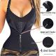 Waist Trainer With Zip, 3 Hooks And Shoulder Adjustable Strap- Black