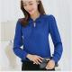 Formal Plain Sexy Long Sleeve Chiffon Shirt With Rope- Blue