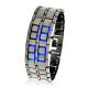 Hiamok_Lava Black Stainless Steel Lava RED LED Digital Bracelet Watch Blue