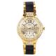 Women Studded Bracelet Wrist Watch - Gold/ Black