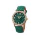 Lady Design Dial Leather Band Analog Geneva Quartz Wrist Watch-Green