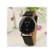 Fashion Women's Diamond Leatheroid Band Round Dial Quartz Wrist Watch -Black