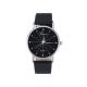 Lady Quartz Dial Leather Analog Wrist Watch Round Case Watch BK-Black