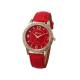 Lady Design Dial Leather Band Analog Geneva Quartz Wrist Watch-Red