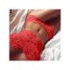 Lady's Corset Lace Push Up Vest Top Girl Bra + Pants Set Underwear Suit-Red