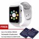 Smart Bluetooth A1 Smart Watch With Sport Pedometer Camera SIM Micro SD Memory Connectivity With IPhone Android Phone MG0053 (White/Silver) (Free 2pcs Li-ion Battery For Smartwatch A1 DZ09 W8 V8) HT