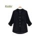 ZANZEA Korean Style Women Linen Shirts Thin V-Neck Long Sleeve Blouse Casual Tops Blusas (Black)