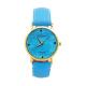 Daisy Cut Unique Leather Wristwatch - Light-blue