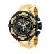 RESERVE GRAND OCTANE QUARTZ WATCH - GOLD, BLACK CASE WITH GOLD.