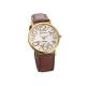 New Lady Leather Belt Watch Stainless Steel Dial Quartz Wrist Watch-Brown