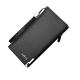 Men Business Solid Long PU Leather Wallet - Black