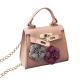 Fashion PU Leather Tote Handbag Flower Decoration Women Crossbody Shoulder Bag Pink