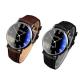 2PC Luxury Fashion Faux Cuir Mens Quartz Analog Montres Montres Brown