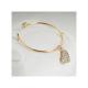 Simple Women's Gold/Silver Heart Rhinestone Pendant Open Bangle Alloy Bracelet