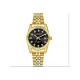 Studded Women Ladies Wrist Watch With Date-Gold/Black Dial