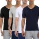 Bundle Of 4 V-Neck T-Shirts - Navy Blue,White,Grey & Black