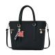 Large Capacity Handbag With Letter M Pendant -Black