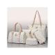 JP Bags Geometric Tote Handbag 5Pc Set - White