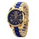 Rhinestone Wrist Watch - Gold/ Blue