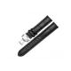 Genuine Calf Leather Watch Band Croco Strap Steel Deployant Clasp(Black 19mm)