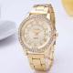 Women's Men's Crystal Rhinestone Stainless Steel Analog Quartz Wrist Watch Gold