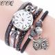 Hiamok_CCQ Fashion Women Girls Analog Quartz Owl Pendant Ladies Dress Bracelet Watches