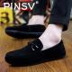 PINSV Sepatu Pria Model Pantofel Slip On Bahan Suede Kulit Sapi Warna Hitam