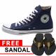 Just Cloth Sepatu Wanita Sneakers Casual All Star Sepatu Pria Unisex Model Tinggi + Free Sendal Jepit