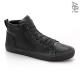 Men Snake Pattern Leather Canvas Sneakers - Black