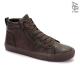 Men Snake Pattern Leather Canvas Sneakers - Brunt Brown