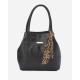 Stitched Leather Handbag - Black