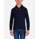 Shawl Collar V-Neck Pullover - Navy Blue