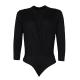 Long Sleeve Drape Bodysuit Blouse - Black