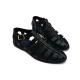 Men Straps Leather Sandal- Black