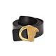 Leather Belt-  Seal Head Plain  BLACK