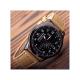 Luxury Black Dial Leather Wrist Watch-Brown