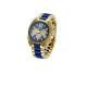 Unisex Classic Roman Numerals Bracelet Strap Quartz Wristwatch - Gold/Blue