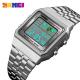 Waterproof Stainless Steel Digital Men's Wrist Watch-  Silver