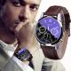 Tectores 2018 Fashion Multifunction Luxury Fashion Faux Leather Mens Blue Ray Glass Quartz Analog Watches