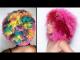 Natural Curly Hair Color Transformation Tutorial Compilations! Rainbow Colorful Curly Hairstyle