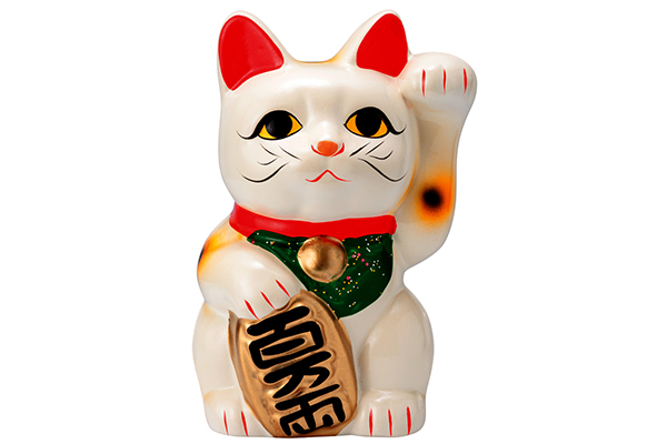 A Maneki Neko, aka a Lucky Cat or Fortune Cat.