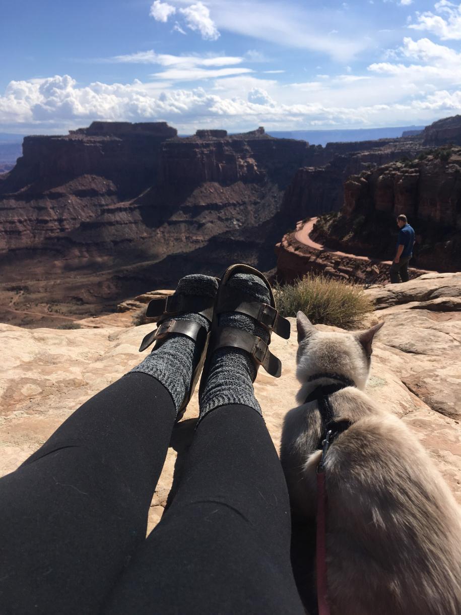 Alexis and her cat in national park